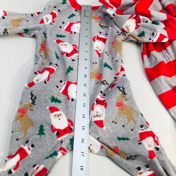 2 Pack Just One You Made By Carter's Baby Size 9 Month Santa Footed Pajama New - Picture 16 of 16